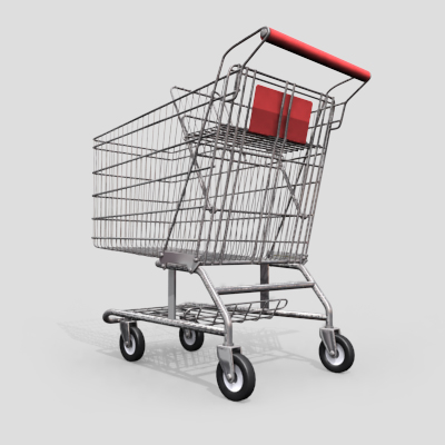 3D Model of Grocery Store Shopping Cart - 3D Render 0